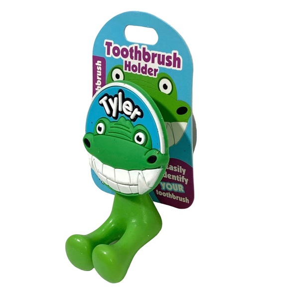 Happy Smiles Personalized Kids Toothbrush Holder Tyler Alligator - Picture 2 of 4